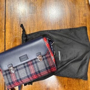 Dolce & Gabbana Plaid Messenger Bag in Navy and Red